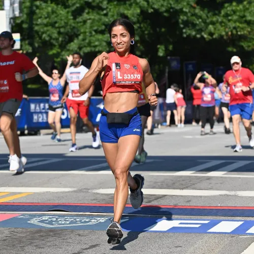 a person running on a track